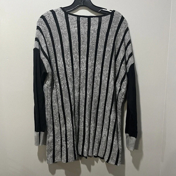 Angel Women Black Gray Striped Sweater M Cotton Long Sleeve Tunic Warm Lagenlook - Picture 5 of 7